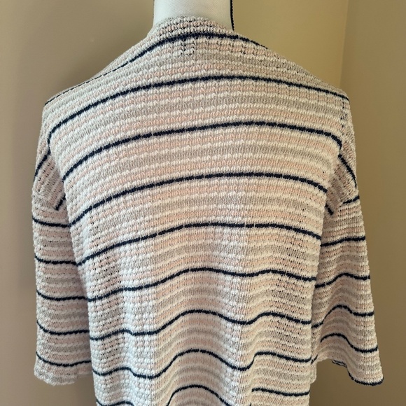 *LANE BRYANT* Ivory x Pink Striped Knitted Fashion Open-Front Cardigan Sweater - Picture 6 of 8